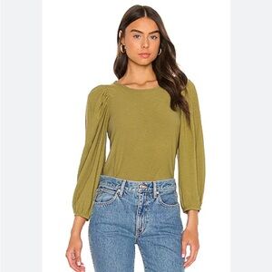 Nation LTD Revolve Cecilia Balloon Sleeve Long Sleeve Tee‎ Green Size Small